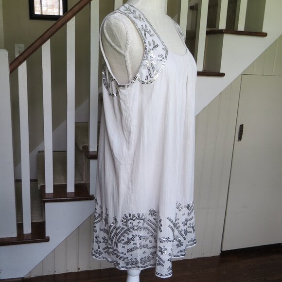 Calypso St. Barth Sleeveless Gauzy Cotton Sequin Dress Lined SIZE LARGE - Picture 3 of 10